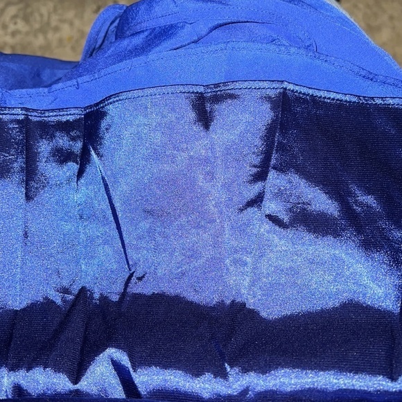 Express blue dress with black ruffle detailing sleeveless Sz S - Picture 7 of 8